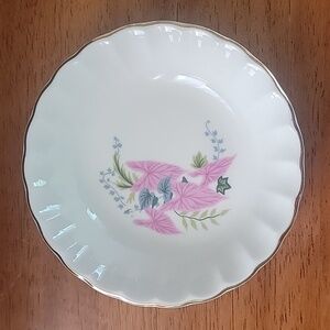 Vintage WS George Pink Caladium China 5.5 inch Dessert Bowl
